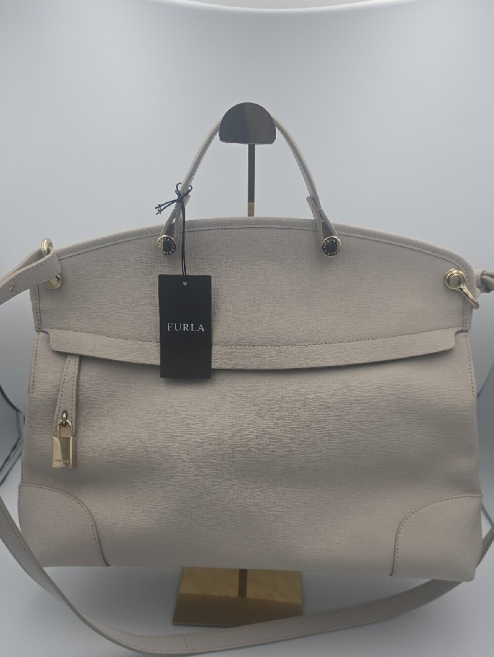Furla Piper Top Handle Beige Medium Satchel/Dome Bag W Gold Hardware  (NWT)✨️🤍✨ - Picture 2 of 15